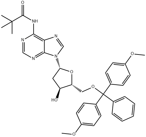 5'-O-(4,4'-Dimethoxytrityl)-N6-Pivaloyl-2'-deoxyadenosine 구조식 이미지