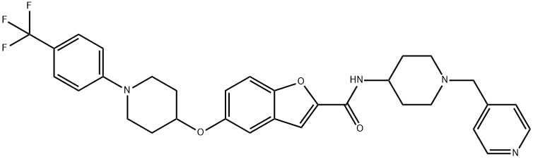 2-Benzofurancarboxamide, N-[1-(4-pyridinylmethyl)-4-piperidinyl]-5-[[1-[4-(trifluoromethyl)phenyl]-4-piperidinyl]oxy]- Structure