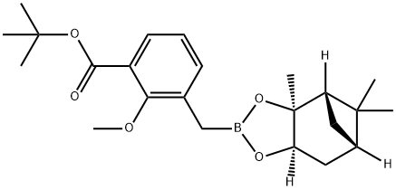 2-Methoxy-3-(2,9,9-trimethyl-3,5-dioxa-4-bora-tricyclo[6.1.1.02,6]dec-4-ylmethyl)-benzoic acid tert-butyl ester 구조식 이미지