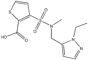 3-([[(1-Ethyl-1H-pyrazol-5-yl)methyl](methyl)amino]sulfonyl)thiophene-2-carboxylic acid 구조식 이미지