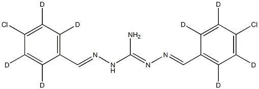 1,2-bis[(E)-(4-chloro-2,3,5,6-tetradeuteriophenyl)methylideneamino]guanidine 구조식 이미지