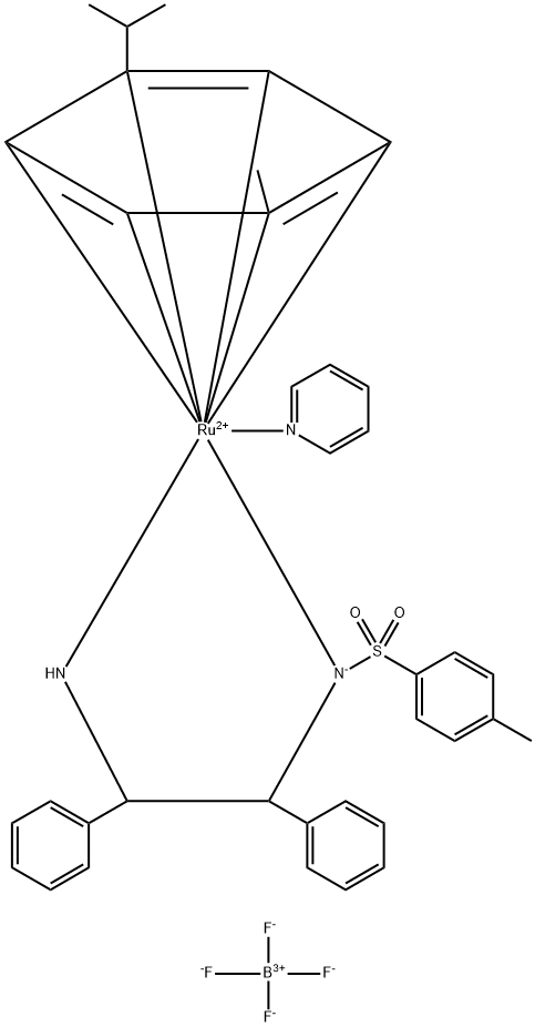 {[(1S,2S)-2-Amino-1,2-diphenylethyl](4-toluenesulfonyl)amido}(p-cymene)(pyridine)ruthenium(II)tetrafluoroborate Structure