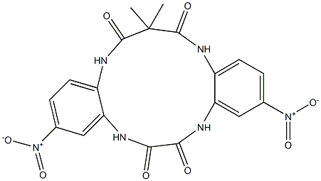 15,15-dimethyl-3,10-dinitro-5,8,13,17-tetrahydro-5,8,13,17-tetraazadibenzo[a,g]cyclotridecene-6,7,14,16-tetraone Structure