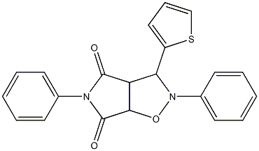 2,5-diphenyl-3-(thiophen-2-yl)tetrahydro-4H-pyrrolo[3,4-d]isoxazole-4,6(5H)-dione 구조식 이미지