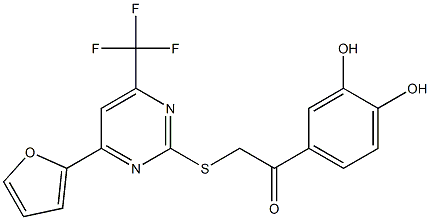 1-(3,4-dihydroxyphenyl)-2-[4-(furan-2-yl)-6-(trifluoromethyl)pyrimidin-2-yl]sulfanylethanone Structure