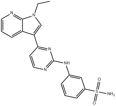 3-((4-(1-ethyl-1H-pyrrolo[2,3-b]pyridin-3-yl)pyrimidin-2-yl)amino)benzenesulfonamide 구조식 이미지