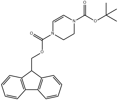 1-((9H-fluoren-9-yl)methyl) 4-tert-butyl 2,3-dihydropyrazine-1,4-dicarboxylate 구조식 이미지