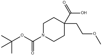 1-(tert-Butoxycarbonyl)-4-(2-methoxyethyl)piperidine-4-carboxylic acid 구조식 이미지