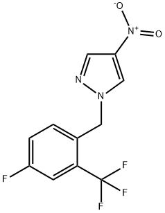 1-{[4-fluoro-2-(trifluoromethyl)phenyl]methyl}-4-nitro-1H-pyrazole 구조식 이미지