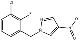 1-[(3-chloro-2-fluorophenyl)methyl]-4-nitro-1H-pyrazole 구조식 이미지