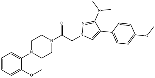 2-[3-(dimethylamino)-4-(4-methoxyphenyl)pyrazol-1-yl]-1-[4-(2-methoxyphenyl)piperazin-1-yl]ethanone Structure