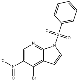 1H-Pyrrolo[2,3-b]pyridine, 4-bromo-5-nitro-1-(phenylsulfonyl)- 구조식 이미지