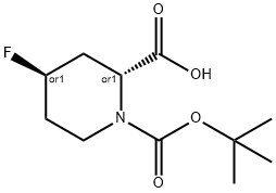 trans-1-(tert-butoxycarbonyl)-4-fluoropiperidine-2-carboxylic acid Structure