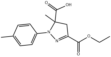 3-(ethoxycarbonyl)-5-methyl-1-(4-methylphenyl)-4,5-dihydro-1H-pyrazole-5-carboxylic acid 구조식 이미지