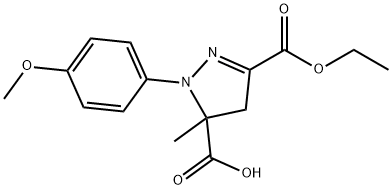 3-(ethoxycarbonyl)-1-(4-methoxyphenyl)-5-methyl-4,5-dihydro-1H-pyrazole-5-carboxylic acid 구조식 이미지