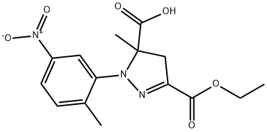 3-(ethoxycarbonyl)-5-methyl-1-(2-methyl-5-nitrophenyl)-4,5-dihydro-1H-pyrazole-5-carboxylic acid 구조식 이미지