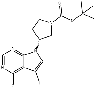 tert-butyl(R)-3-(4-chloro-5-iodo-7H-pyrrolo[2,3-d]pyrimidin-7-yl)pyrrolidine-1-carboxylate Structure