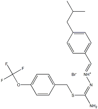 (E)-[(Z)-[amino-[[4-(trifluoromethoxy)phenyl]methylsulfanyl]methylidene]amino]-[[4-(2-methylpropyl)phenyl]methylidene]azanium:bromide Structure