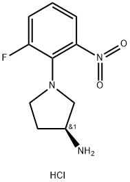 (S)-1-(2-Fluoro-6-nitrophenyl)pyrrolidin-3-amine hydrochloride 구조식 이미지