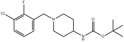 tert-Butyl 1-(3-chloro-2-fluorobenzyl)piperidin-4-ylcarbamate 구조식 이미지