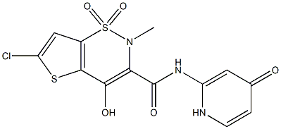 6-chloro-4-hydroxy-2-methyl-1,1-dioxo-N-(4-oxo-1H-pyridin-2-yl)thieno[2,3-e]thiazine-3-carboxamide Structure