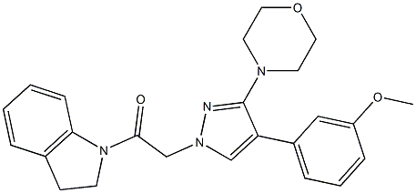 1-(2,3-dihydroindol-1-yl)-2-[4-(3-methoxyphenyl)-3-morpholin-4-ylpyrazol-1-yl]ethanone Structure