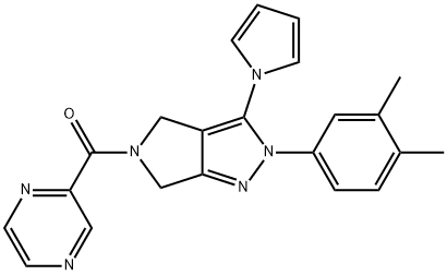 [2-(3,4-dimethylphenyl)-3-pyrrol-1-yl-4,6-dihydropyrrolo[3,4-c]pyrazol-5-yl]-pyrazin-2-ylmethanone Structure