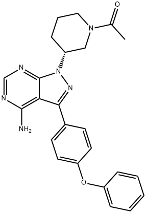 (R)-1-[3-[4-Amino-3-(4-phenoxyphenyl)-1H-pyrazolo[3,4-d]pyrimidin-1-yl]piperidin-1-yl]ethanone 구조식 이미지