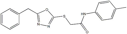 2-[(5-benzyl-1,3,4-oxadiazol-2-yl)sulfanyl]-N-(4-methylphenyl)acetamide 구조식 이미지