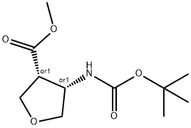 methyl cis-4-{[(tert-butoxy)carbonyl]amino}oxolane-3-carboxylate 구조식 이미지