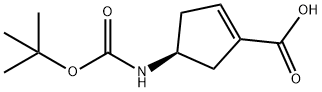 (S)-4-((tert-butoxycarbonyl)amino)cyclopent-1-enecarboxylic acid Structure