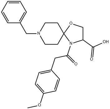 8-benzyl-4-[2-(4-methoxyphenyl)acetyl]-1-oxa-4,8-diazaspiro[4.5]decane-3-carboxylic acid 구조식 이미지