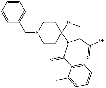 8-benzyl-4-(2-methylbenzoyl)-1-oxa-4,8-diazaspiro[4.5]decane-3-carboxylic acid Structure