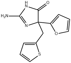 2-amino-5-(furan-2-yl)-5-[(thiophen-2-yl)methyl]-4,5-dihydro-1H-imidazol-4-one 구조식 이미지