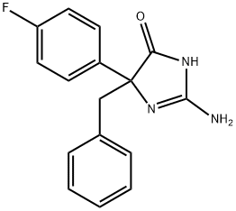 2-amino-5-benzyl-5-(4-fluorophenyl)-4,5-dihydro-1H-imidazol-4-one 구조식 이미지