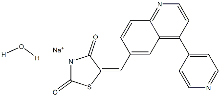 sodium:(5Z)-5-[(4-pyridin-4-ylquinolin-6-yl)methylidene]-1,3-thiazolidin-3-ide-2,4-dione:hydrate 구조식 이미지