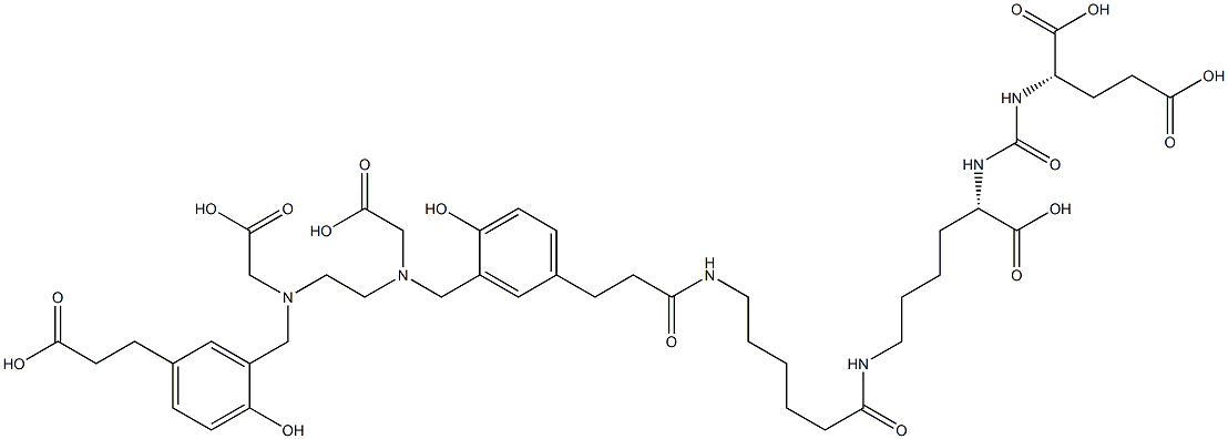 4,6,12,19-Tetraazadocosane-1,3,7-tricarboxylic acid, 22-[3-[[[2-[[[5-(2-carboxyethyl)-2-hydroxyphenyl]methyl](carboxymethyl)amino]ethyl](carboxymethyl)amino]methyl]-4-hydroxyphenyl]-5,13,20-trioxo-, (3S,7S)- Structure