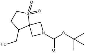 Tert-Butyl 8-(Hydroxymethyl)-5-Thia-2-Azaspiro[3.4]Octane-2-Carboxylate 5,5-Dioxide 구조식 이미지