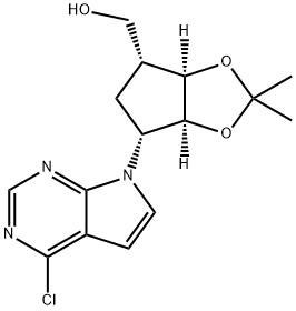((3aR,6aS)-6-(4-chloro-7H-pyrrolo[2,3-d]pyrimidin-7-yl)-2,2-dimethyltetrahydro-4H-cyclopenta[d][1,3]dioxol-4-yl)methanol Structure