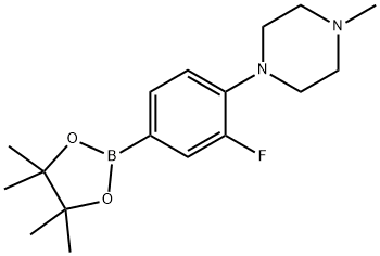 1-(2-fluoro-4-(4,4,5,5-tetramethyl-1,3,2-dioxaborolan-2-yl)phenyl)-4-methylpiperazine 구조식 이미지
