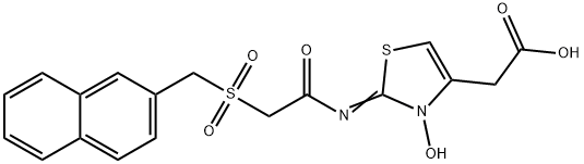 2,3-Dihydro-3-hydroxy-2-[[2-[(2-naphthalenylmethyl)sulfonyl]acetyl]imino]-4-thiazoleacetic acid 구조식 이미지