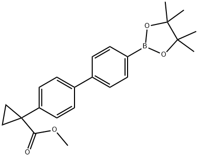 1-[4-(4.4.5.5-tetramethyl-[1.3.2]dioxaborolan-2-yl)-biphenyl-4-yl]-cyclopropanecarboxylic acid methyl ester Structure