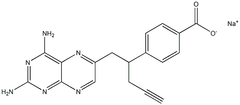 Benzoic acid, 4-[1-[(2,4-diamino-6-pteridinyl)methyl]-3-butyn-1-yl]-, sodium salt Structure