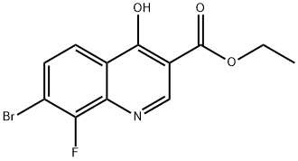 3-Quinolinecarboxylic acid, 7-bromo-8-fluoro-4-hydroxy-, ethyl ester 구조식 이미지