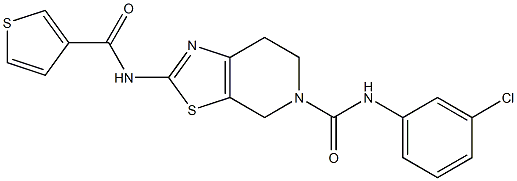 N-(3-chlorophenyl)-2-(thiophene-3-carbonylamino)-6,7-dihydro-4H-[1,3]thiazolo[5,4-c]pyridine-5-carboxamide Structure