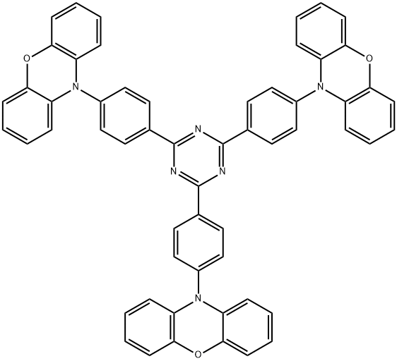 10-(4-(4,6-Bis(4-(10H-phenoxazin-10-yl)phenyl)-1,3,5-triazin-2-yl)phenyl)-10H-phenoxazine Structure