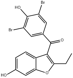 (3,5-dibromo-4-hydroxyphenyl)(2-ethyl-6-hydroxybenzofuran-3-yl)methanone 구조식 이미지