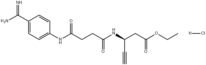 4-Pentynoic acid, 3-[[4-[[4-(aminoiminomethyl)phenyl]amino]-1,4-dioxobutyl]amino]-, ethyl ester, monohydrochloride, (3S)- 구조식 이미지