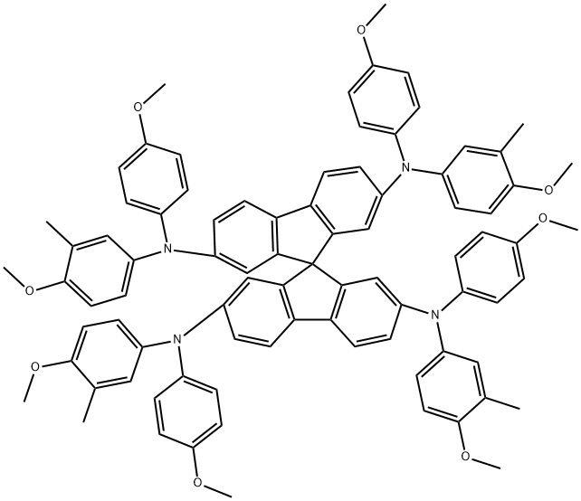 2,2',7,7'-Tetrakis(4,4'-dimethoxy-3-methyldiphenylamino)-9,9'-spirobifluorene 구조식 이미지