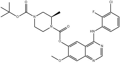 1,4-Piperazinedicarboxylic acid, 2-methyl-, 1-[4-[(3-chloro-2-fluorophenyl)amino]-7-methoxy-6-quinazolinyl] 4-(1,1-dimethylethyl) ester, (2R)- 구조식 이미지